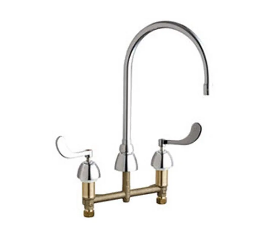 Chicago Faucets 786-GN8AE35ABCP Two Handle Kitchen Faucet in Polished Chrome