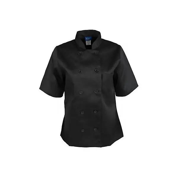 KNG 2XL Ladies Chef Coat Black Short Sleeve