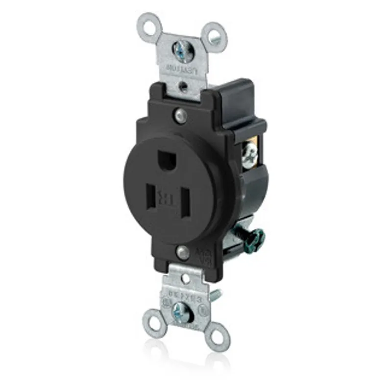 Leviton T5015-E Commercial Grade Grounding 15 Amp 125 Volt 2P 3W Narrow Body Single Receptacle Replacement MPN