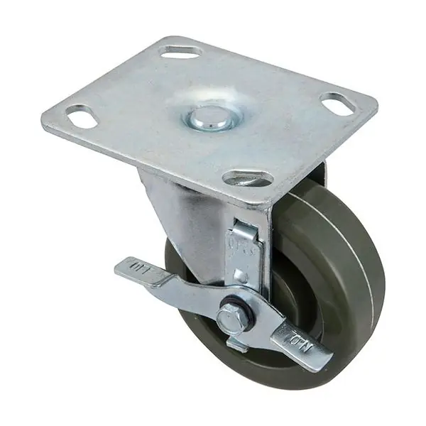 CASTER,PLATE4"OD,HITEMP, W/BRK