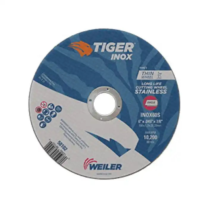 Weiler 58102 Tiger INOX Cut-Off Wheel 6 in Dia 0.045 in Thick 60S Grit