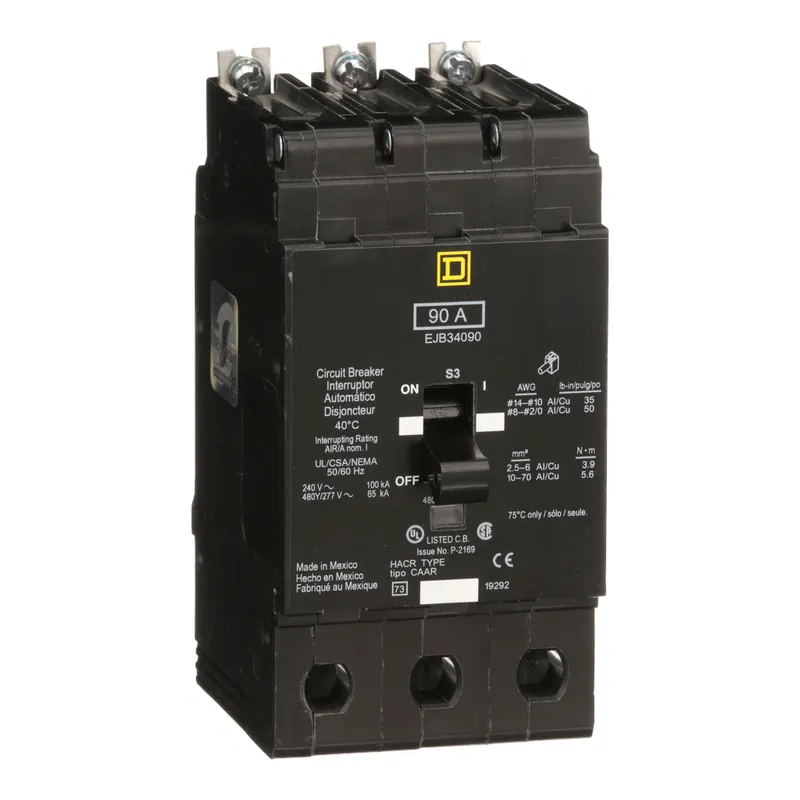Square D EJB34090 Miniature Circuit Breaker 90 Amp 480Y/277VAC