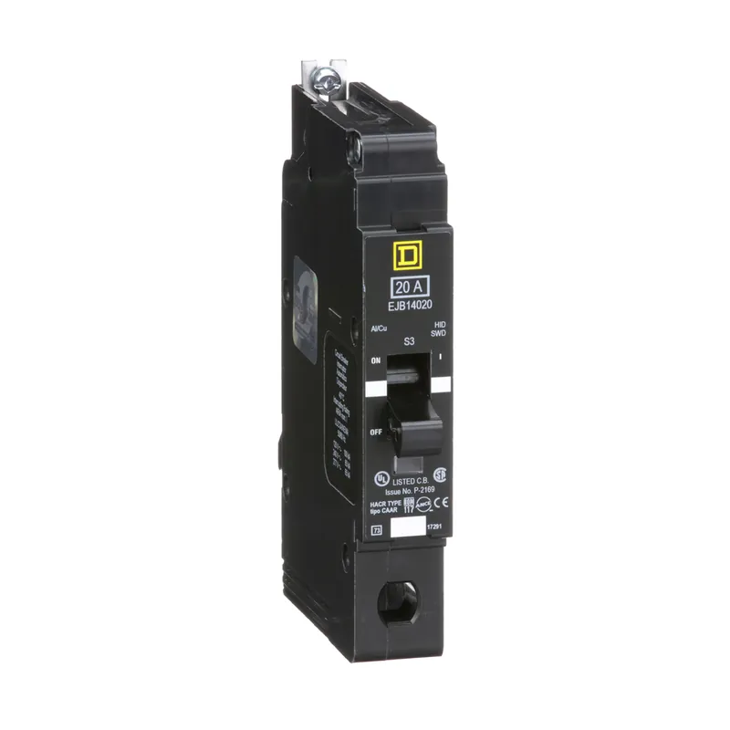 Square D EJB14020 1-Pole 20 Amp 277 Volt Thermal Magnetic Miniature Circuit Breaker