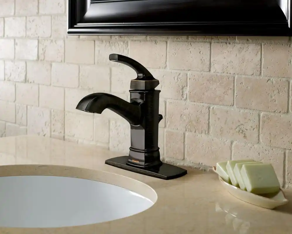 Moen WS84414MSRN Hensley Single Handle Centerset Bathroom Sink Faucet in Spot Resist Brushed Nickel