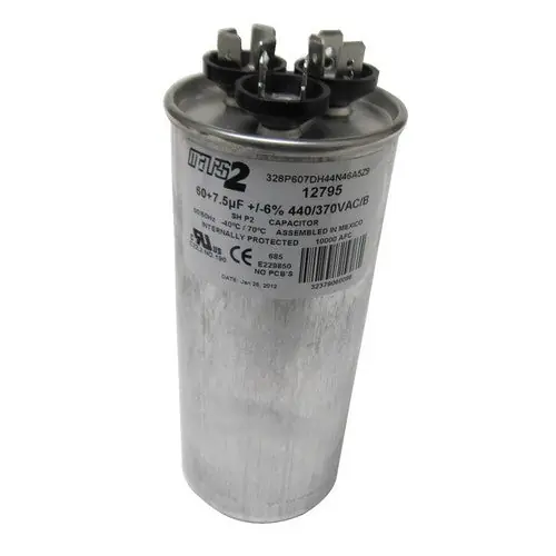 MARS Motors and Armatures 12795 Mars 60/7.5MFD 440VAC Dual Section Round Motor Run Capacitor, Aluminum
