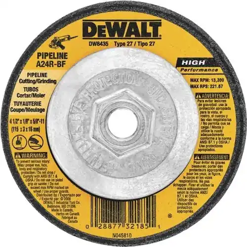 DeWalt DW8435 4-1/2 x 1/8 x 5/8-11 Pipeline Cutting Wheel