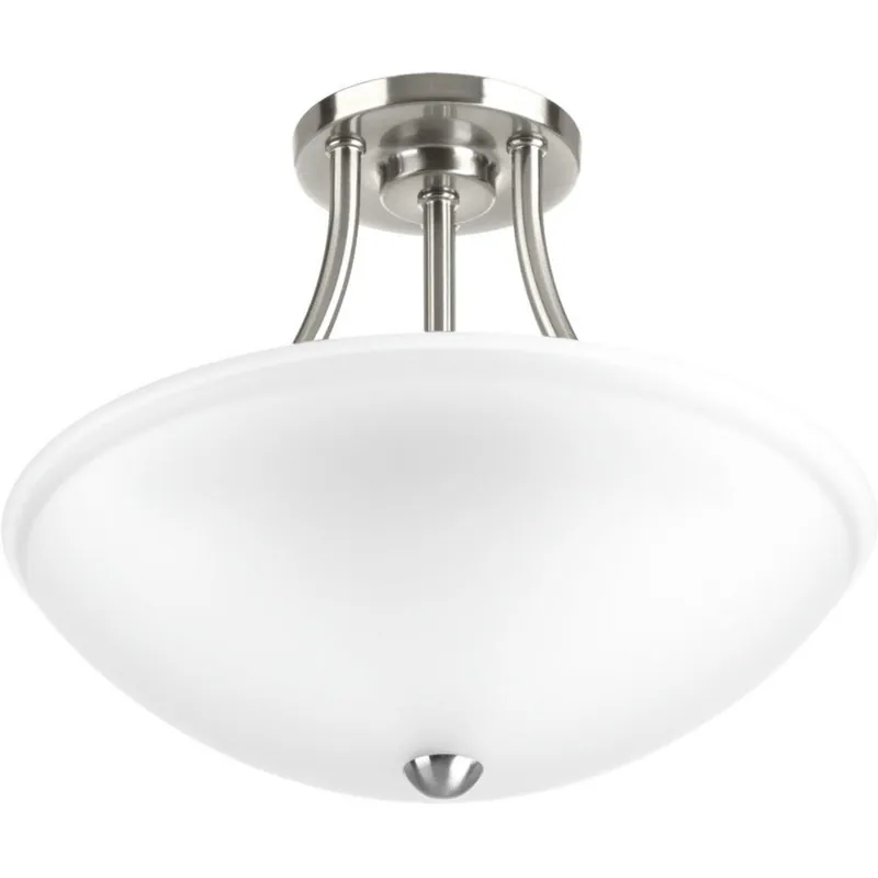 Progress Lighting P350088-009-30 Gather 17W 1-Light Semi-Flush Mount Ceiling Fixture in Brushed Nickel