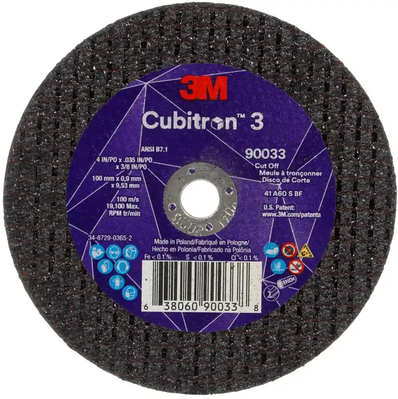 3M 7100303857 Cubitron 3 Cut-Off Wheel 4 in x 0.035 in x 3/8 in 60+ Grit