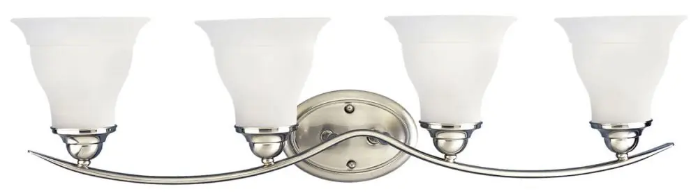 Progress Lighting P3193-09 Trinity 4 Light 100W Vanity Light Fixture with Etched Glass Dimmable Brushed Nickel