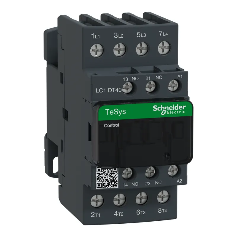 Schneider Electric LC1DT40G7 Square D 600 VAC 40 Amp 4-Pole 1NO 1NC Screw Terminal Full Voltage Non-Reversing IEC Contactor