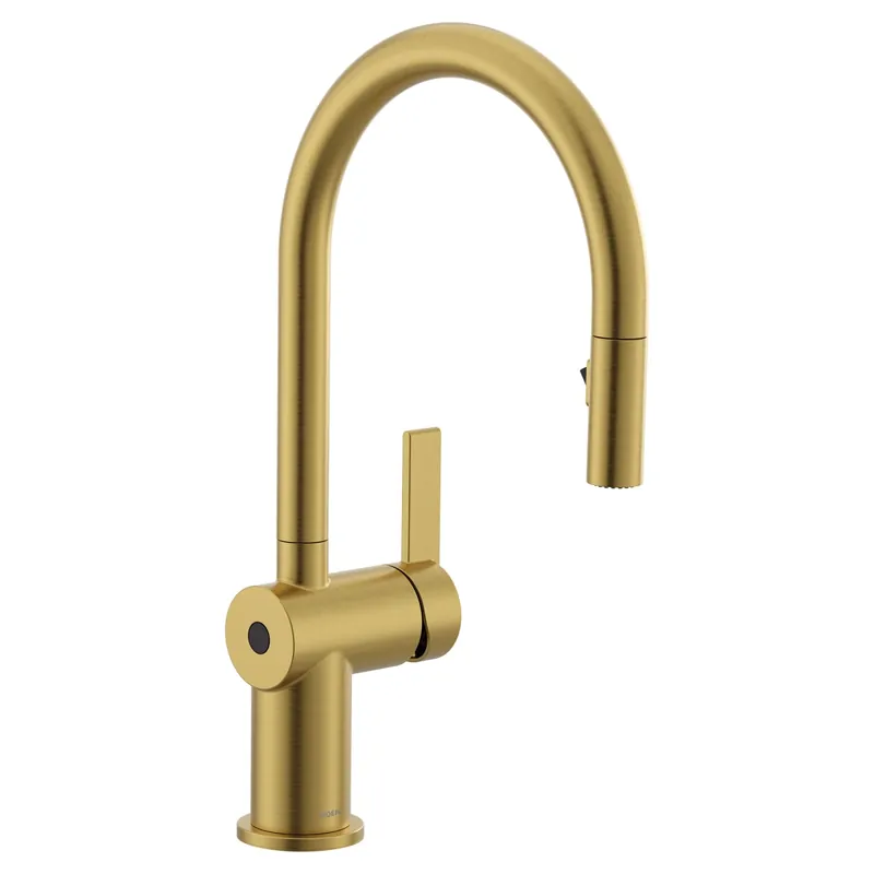 Moen 7622EWBG Cia Touchless 1-Handle Pull-Down Sprayer Kitchen Faucet with MotionSense Wave and Power Clean in Brushed Gold
