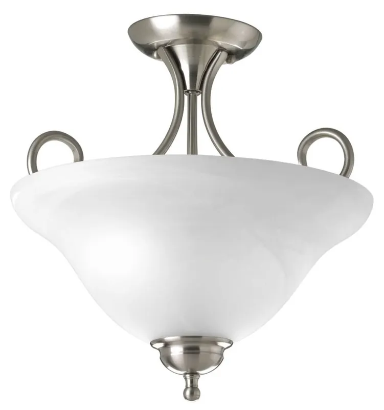 Progress Lighting P3460-09 Alabaster Glass 2-Light Semi-Flush Mount Ceiling Light