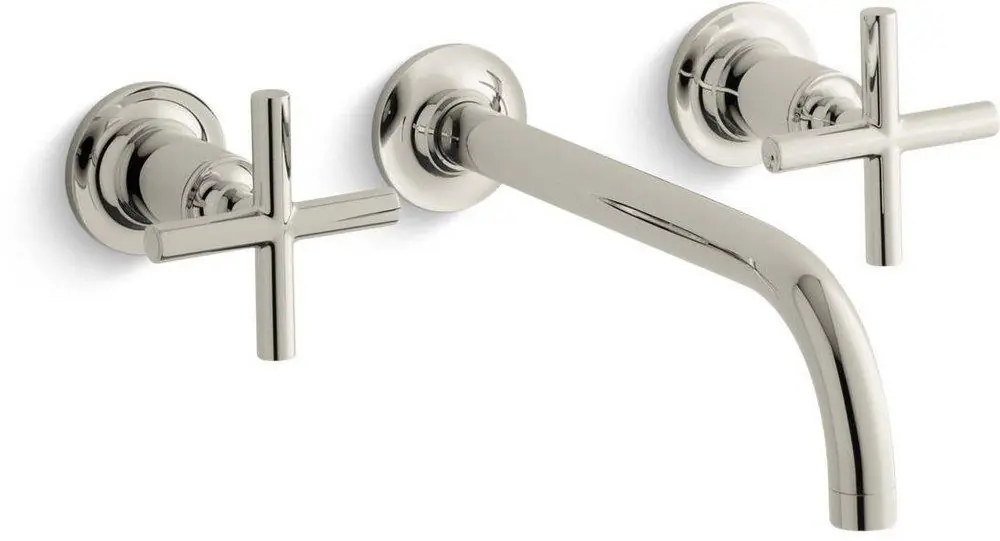 Kohler T14414-3-SN Purist Two Handle Wall Mount Widespread Bathroom Sink Faucet