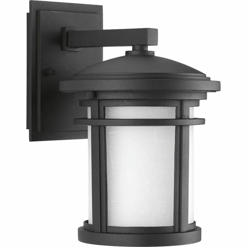 Progress Lighting P6084-31 Small Wall Lantern with Etched White Linen Glass (75 Watts)
