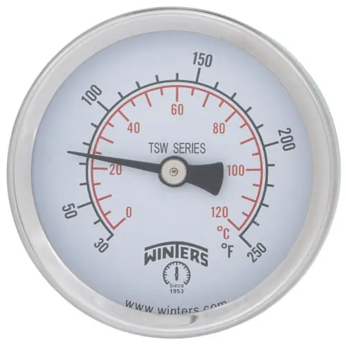 Winters Instruments TSW174 2.5 Hot Water Thermometer 30F to 250F