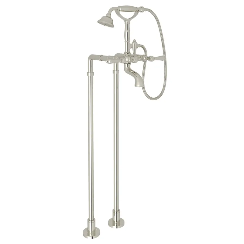 Rohl AKIT1401NLMPN San Giovanni Three Lever Handle Floor Mount Filler in Polished Nickel Trim Only