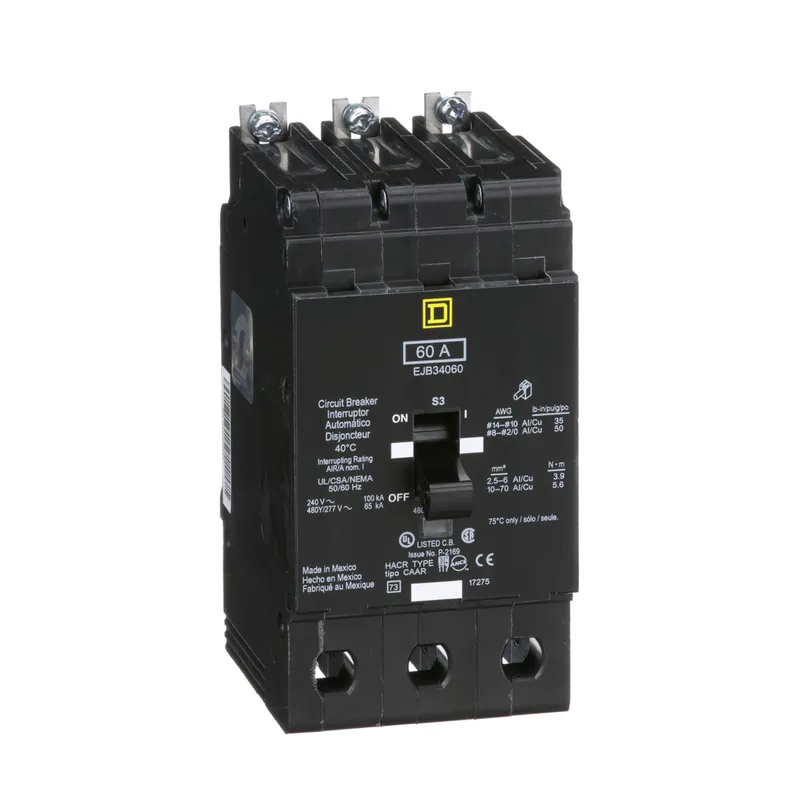 Square D EJB34060 Mini Circuit Breaker 60 Amp 480Y/277 Volt