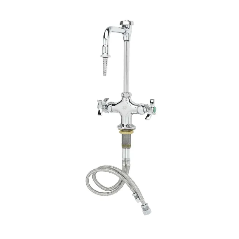 T&S Brass BL-5700-08 Lab Mixing Faucet, Rigid Vac. Breaker Nozzle, Serrated Tip