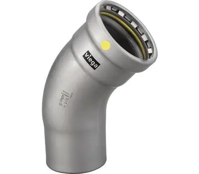 Viega 28655 MegaPressG 4 in Fitting x Press Zinc Nickel Carbon Steel 45 Degree Street Elbow