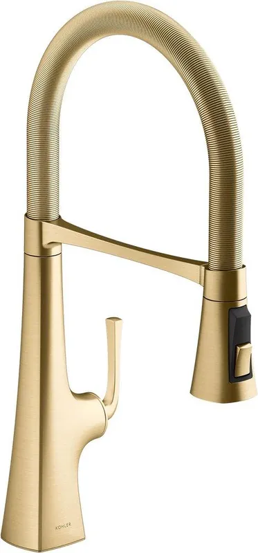 Kohler 22061-2MB Graze Single Handle Pull Down Kitchen Faucet in Vibrant Brushed Moderne Brass