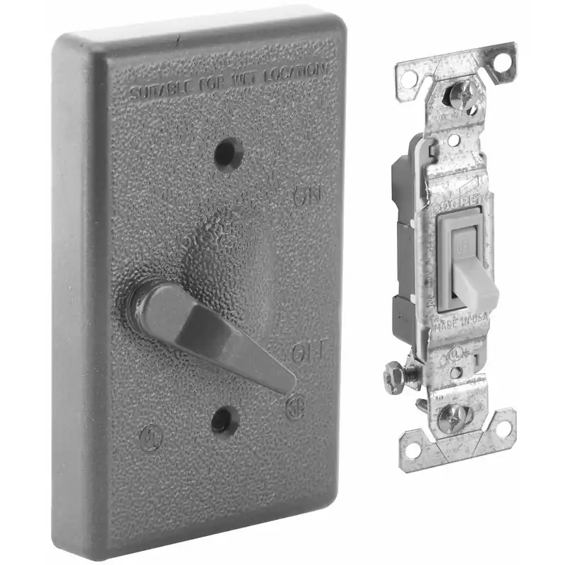 Bell 5121-2 1-Gang Weatherproof Cover Vertical Toggle Single Pole 125V 15A Switch Included