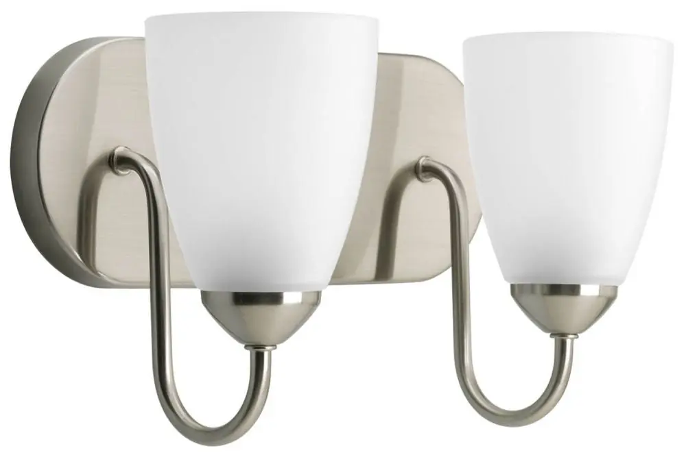 Progress Lighting P2707-09 Gather 2 Light 100W Vanity Light Fixture Brushed Nickel