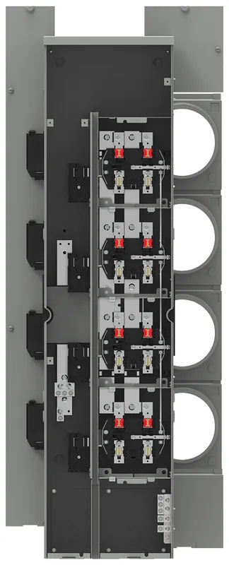 Power Mod WMM41125R Siemens WMM41125R 120/240 VAC 125 Amp 1-Phase 65 kA 3-Wire 4-Jaw 4-Position No Bypass Ringless Meter Stack