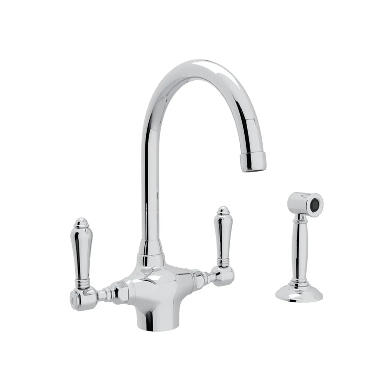 Rohl A1676LMWSAPC-2 San Julio Two Handle Kitchen Faucet With Side Spray in Polished Chrome