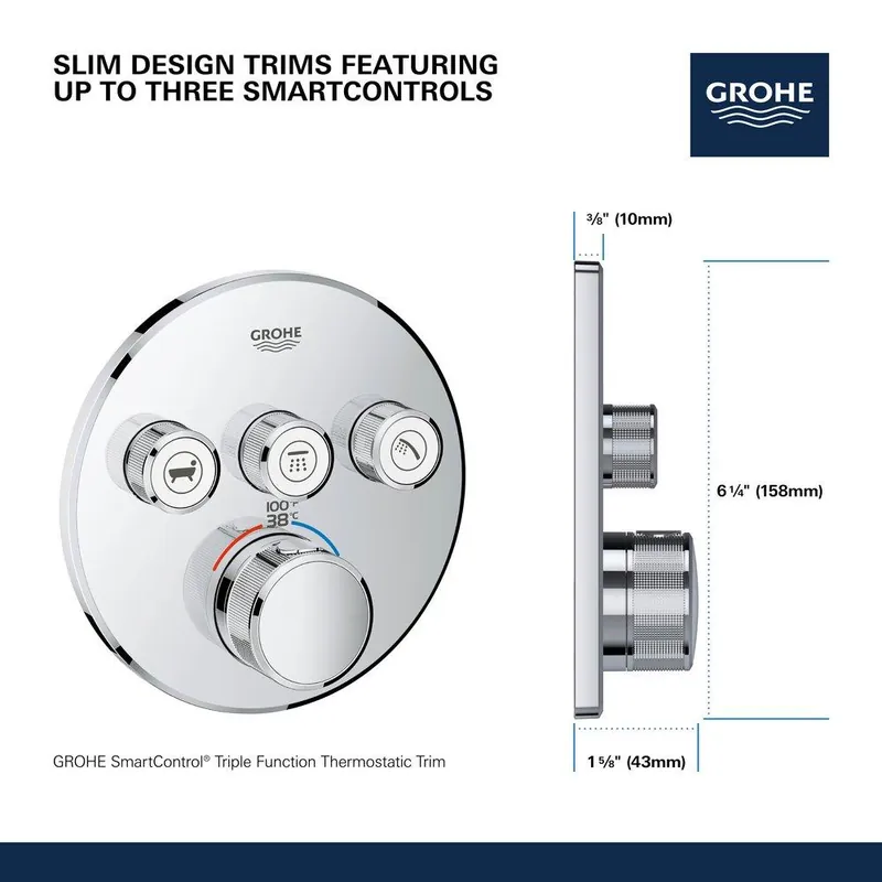 GROHE 29138GN0 Grohtherm Four Handle Thermostatic Valve Trim in Brushed Cool Sunrise