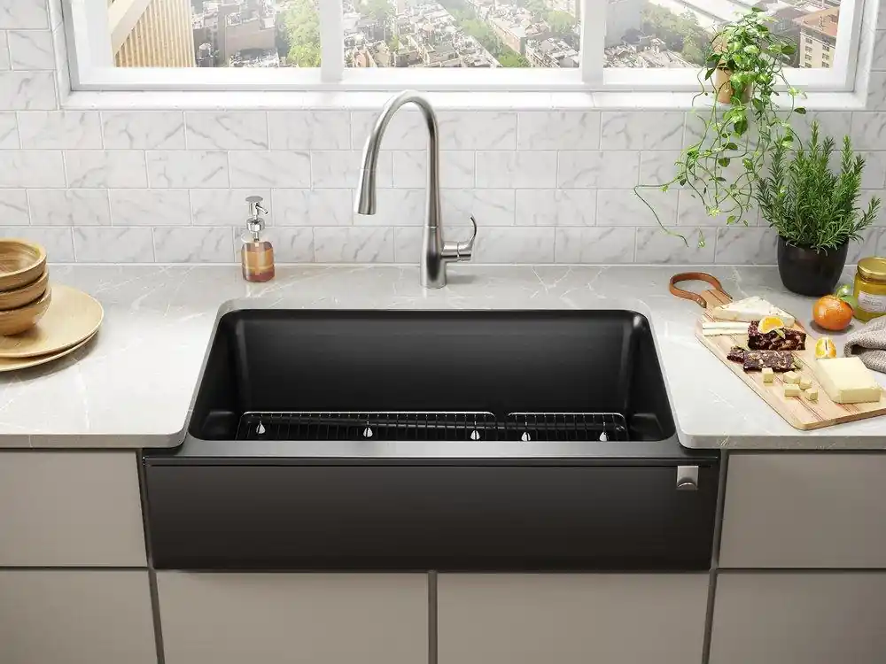 Kohler 25786-CM1 Cairn 35-11/16 x 21-3/16 in. No-Hole Neoroc Single Bowl Farmhouse and Undermount Kitchen Sink