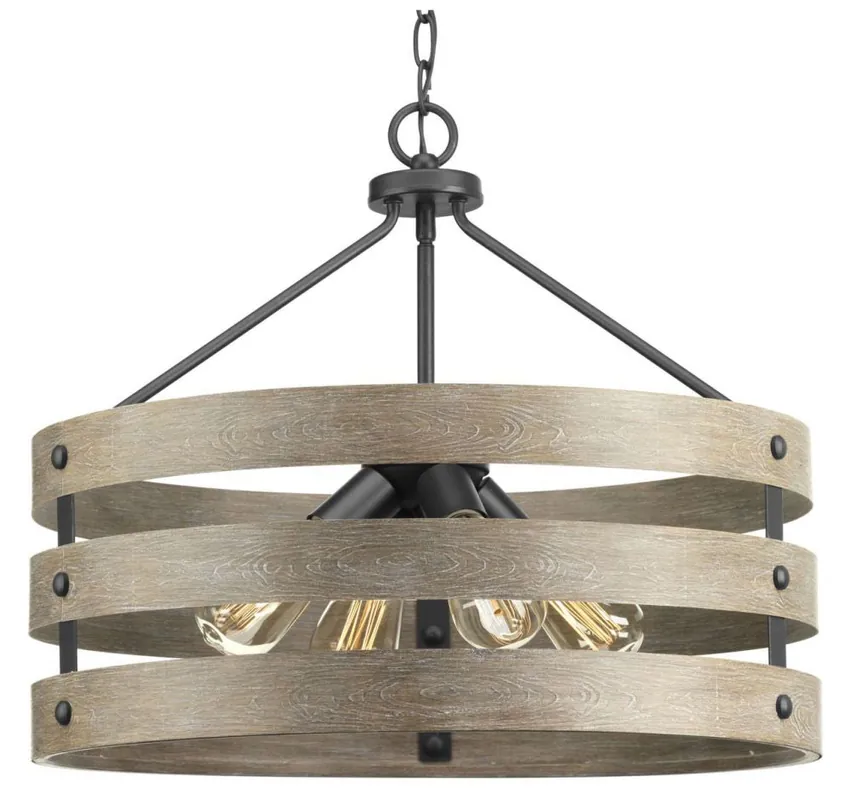 Progress Lighting P500023-143 Gulliver 21-5/8 in. 4-Light Pendant in Graphite