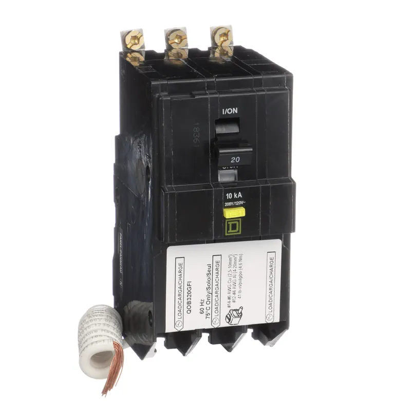 Square D QOB320GFI 3-Pole 20 Amp 120/240 Volt Ground Fault Miniature Circuit Breaker