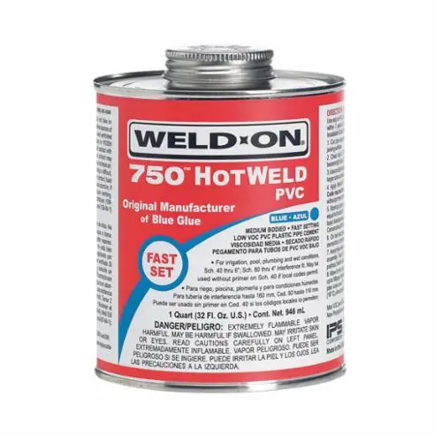 IPS Corporation 13752 Weld-On 750 HOTWELD High Strength Low VOC Medium Body Solvent Cement With Applicator Cap, 1 pt Container, Blue