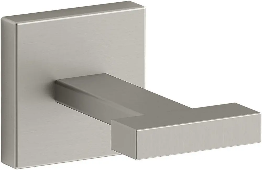 Kohler 23290-BN Square 1-Hook Robe Hook in Vibrant Brushed Nickel