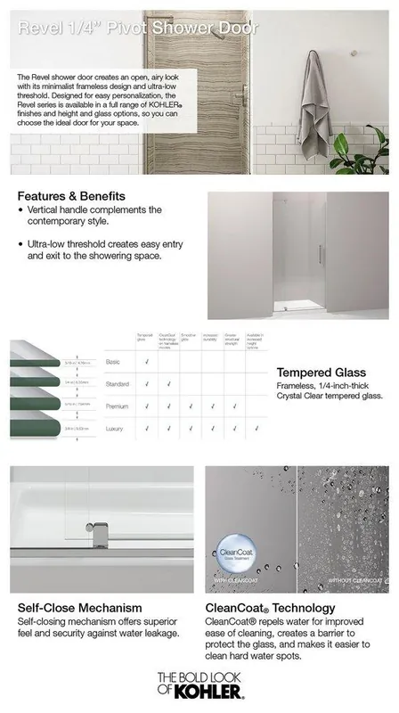 Kohler 707510-L-ABZ Revel 70 in. Clear Pivot Shower Door in Anodized Dark Bronze