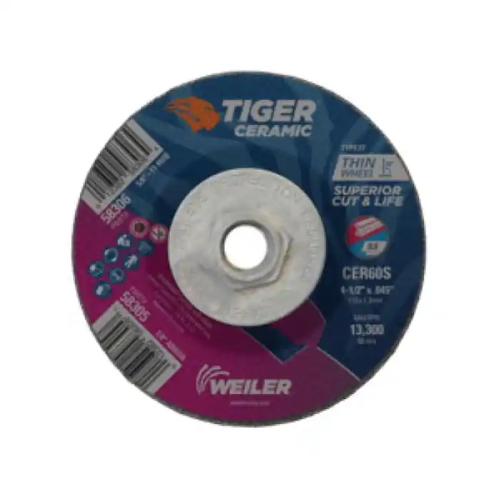 Weiler 58306 Tiger Cutting Wheel 4-1/2 in Diameter 0.045 in Thick 60 Grit