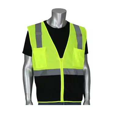 PIP 302-0710B-LY/XL Hi-Vis Yellow Zipper X-Large Vests