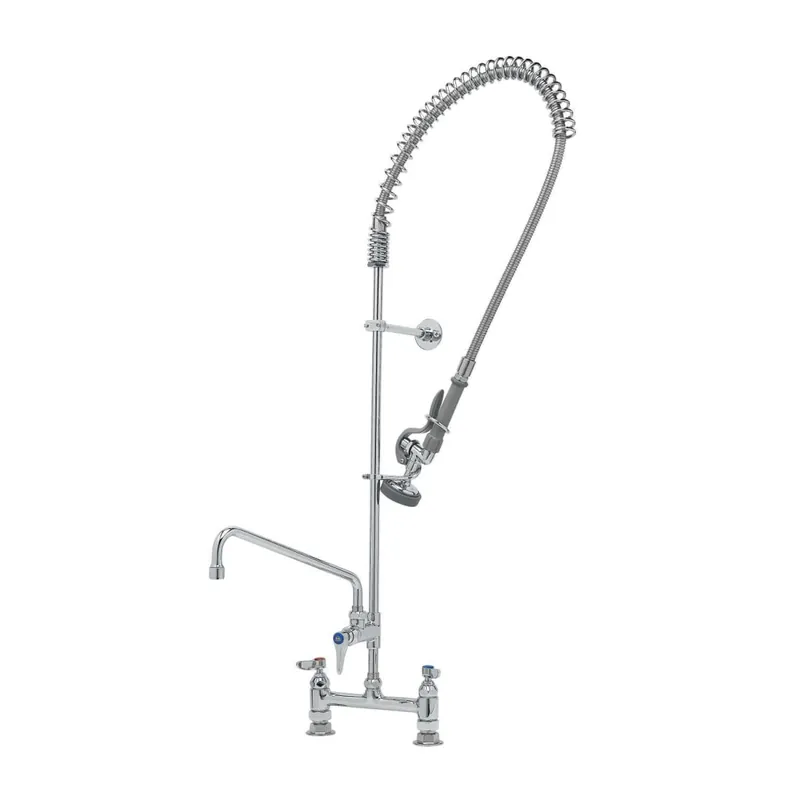 T&S Brass B-0123-ADF12-B EasyInstall Pre-Rinse, Deck Mount Base, 8 Centers, 12 Add-On Faucet