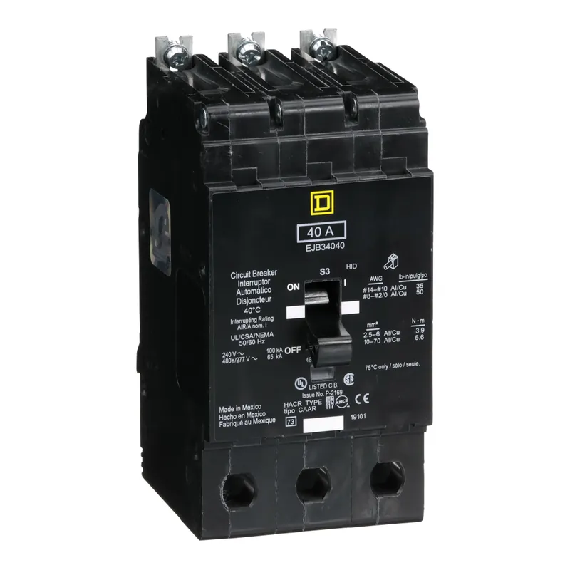 Square D EJB34040 Mini Circuit Breaker 3-Pole 40 Amp 480Y/277 VAC