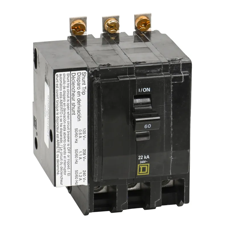 Square D QOB360VH1021 3-Pole 60 Amp 240 Volt Bolt-On Thermal Magnetic Miniature Circuit Breaker