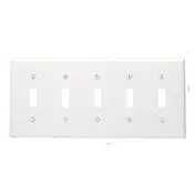 Leviton 85023 Wallplate 5 Gang Toggle Switch 4.5 in H x 9.99 in W