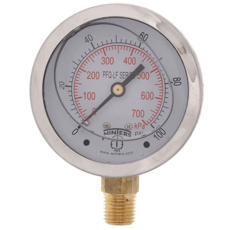 Winters Instruments PFQ804LF 2-1/2 Stainless Steel Liquid Filled Gauge 0-100 PSI