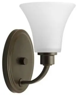 Progress Lighting P2000-20W Joy 100W 1-Light Vanity with Etched White Glass in Antique Bronze