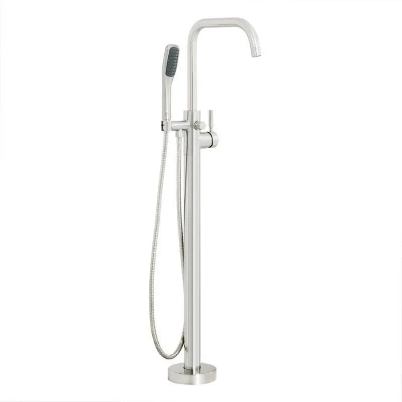 Miseno MNO194AZBN Single Lever Handle Floor Mount Filler with Handshower in Brushed Nickel