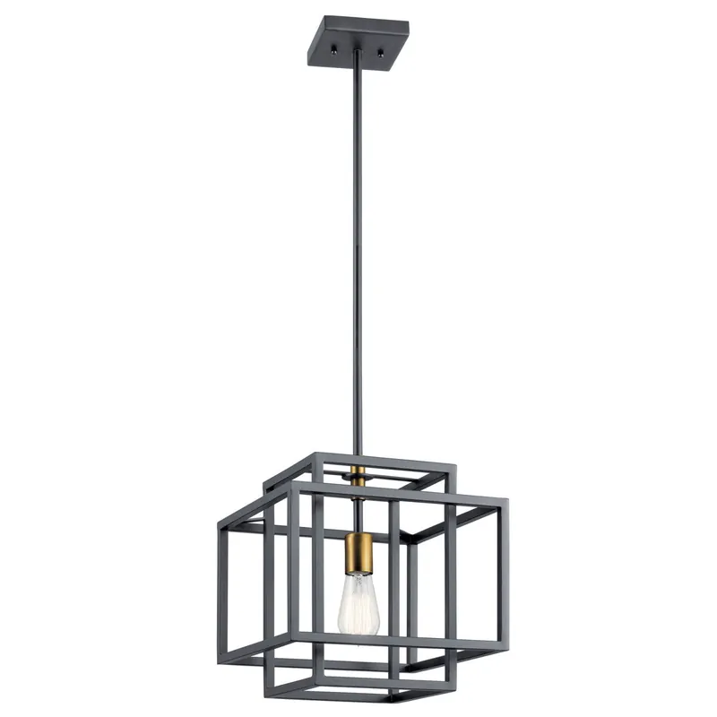 Kichler 43982BK Taubert 1 Light Pendant 100 W 12 Inch Black