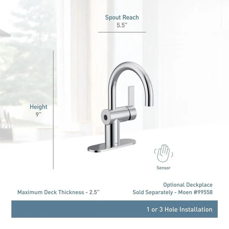 Moen 6221EWBG Cia Single Handle Monoblock Bathroom Sink Faucet in Brushed Gold