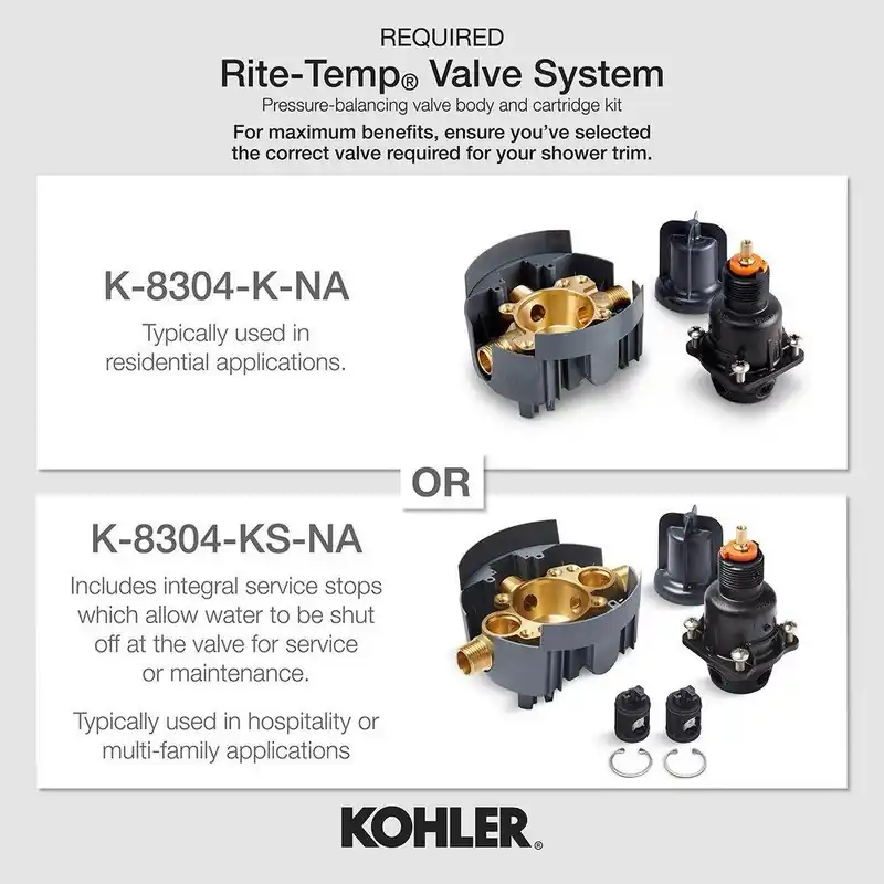 Kohler TS23502-4G-BL Parallel Single Handle Single Function Bathtub & Shower Faucet