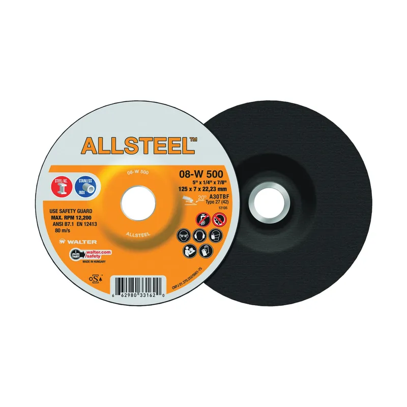 Walter Surface Technologies 08W500 ALLSTEEL Grinding Wheel 5 in Diameter 1/4 in Thickness