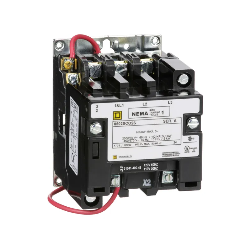 Square D 8502SCO2V02S 110/120 VAC 27 Amp 3-Pole Open Type Full Voltage Non-Reversing Magnetic Contactor