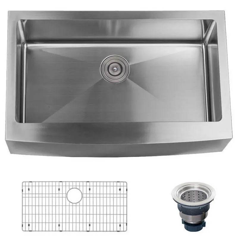 Miseno MNO163320F 500s Series 10 in. 16 ga Stainless Steel Single Bowl Farmhouse Kitchen Sink